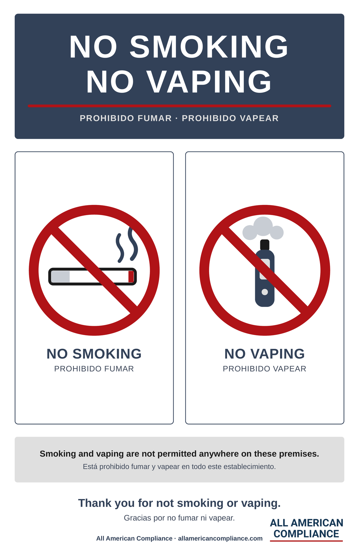 No Smoking No Vaping Sign