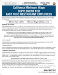 California Minimum Wage Poster (Fast Food) image 0