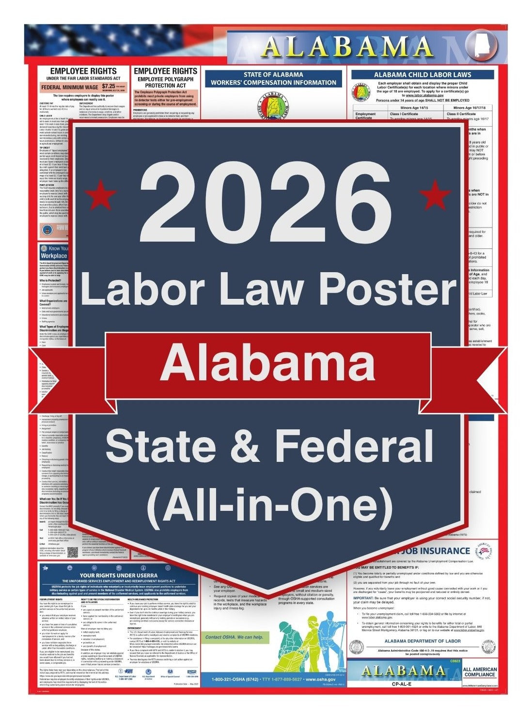 2026 Alabama Labor Law Poster – Federal, State & OSHA Compliance (All-in-One)