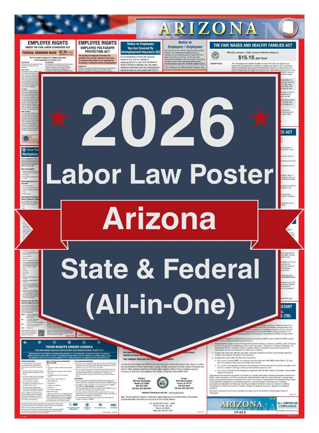 2026 Arizona Labor Law Poster – Federal, State & OSHA Compliance (All-in-One)