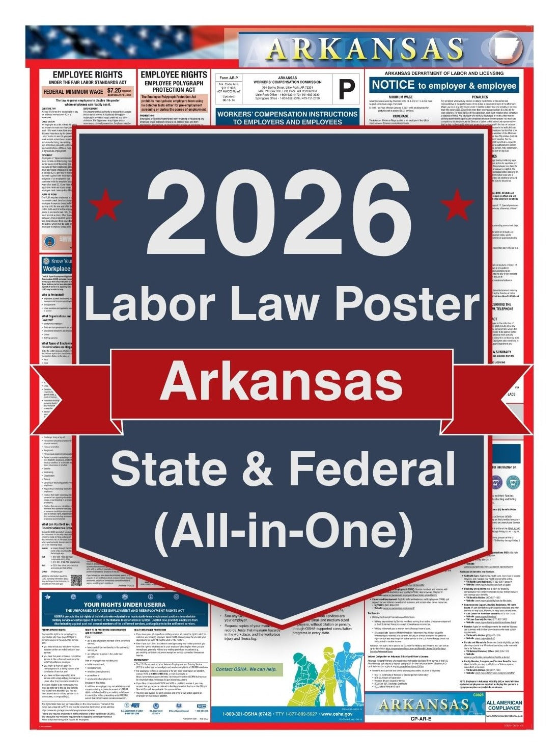 2026 Arkansas Labor Law Poster – Federal, State & OSHA Compliance (All-in-One)