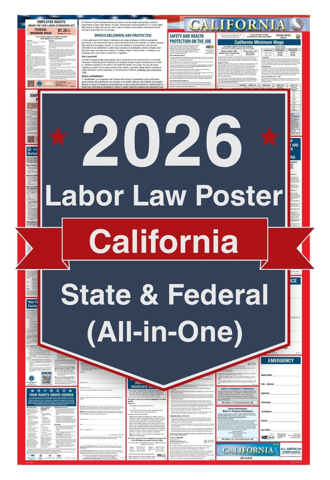 2026 California Labor Law Poster – Federal, State & OSHA Compliance (All-in-One)