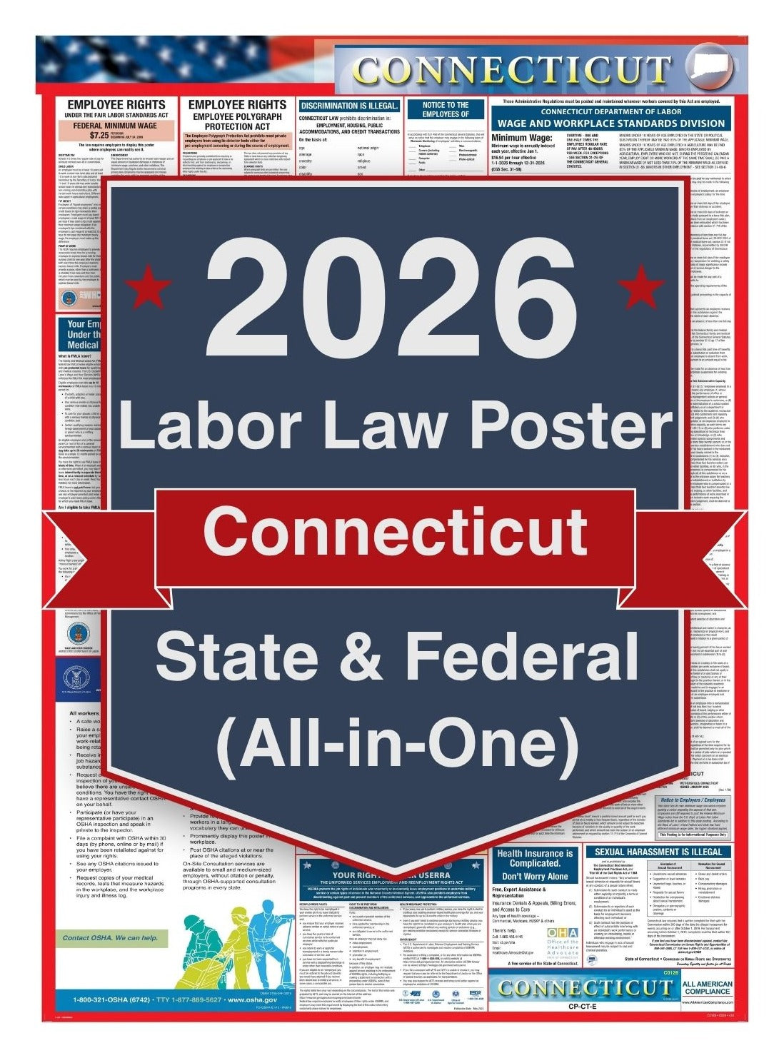2026 Connecticut Labor Law Poster – Federal, State & OSHA Compliance All-in-One