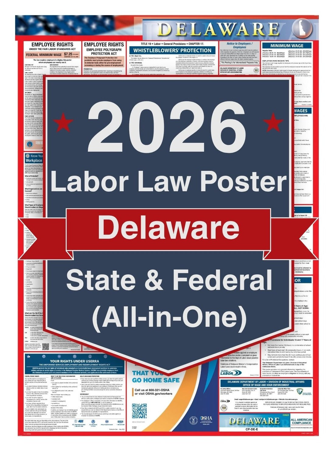 2026 Delaware Labor Law Poster – Federal, State & OSHA Compliance (All-in-One)