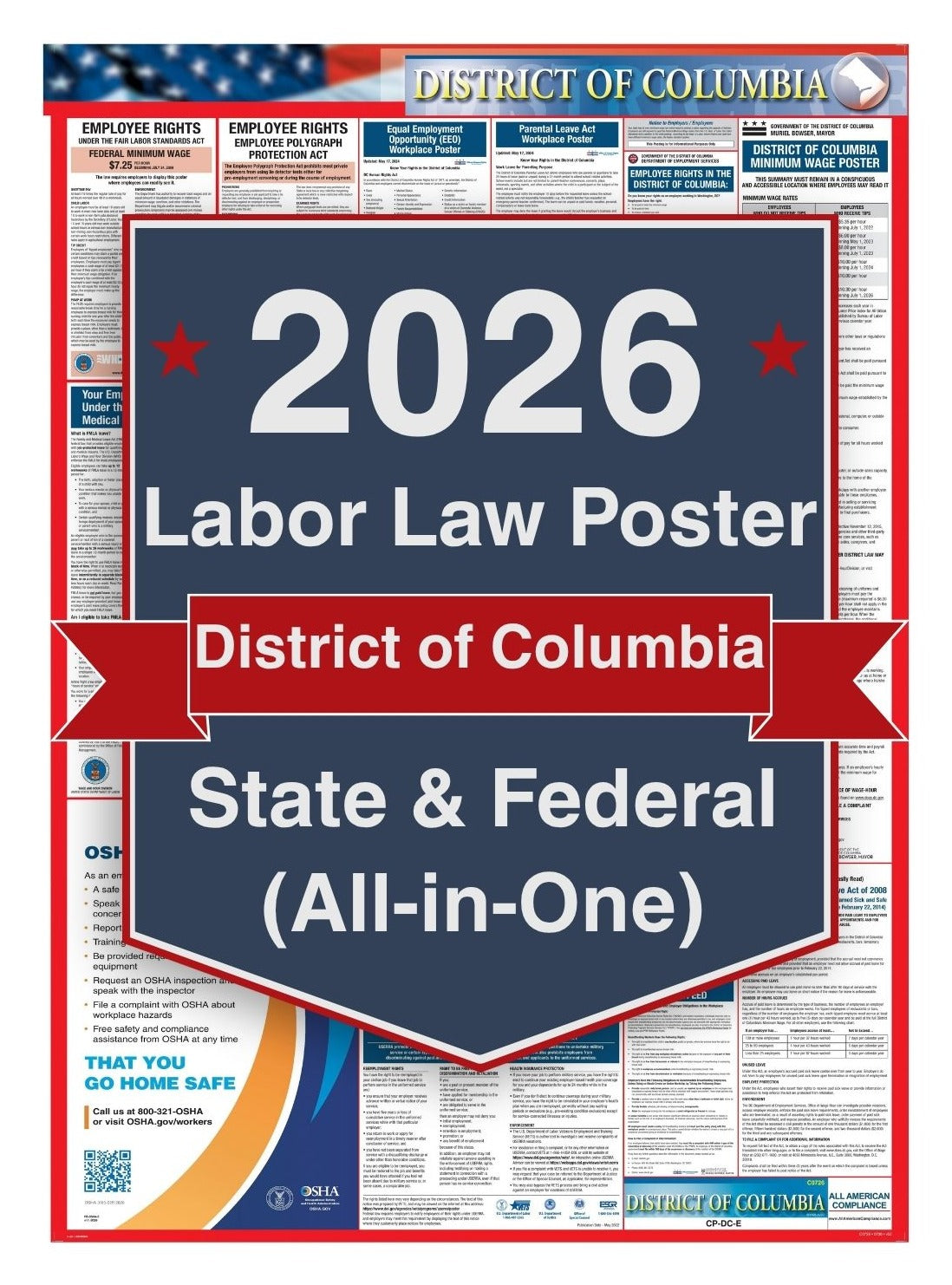 2026 District of Columbia Labor Law Poster – Federal, State & OSHA (All-in-One)