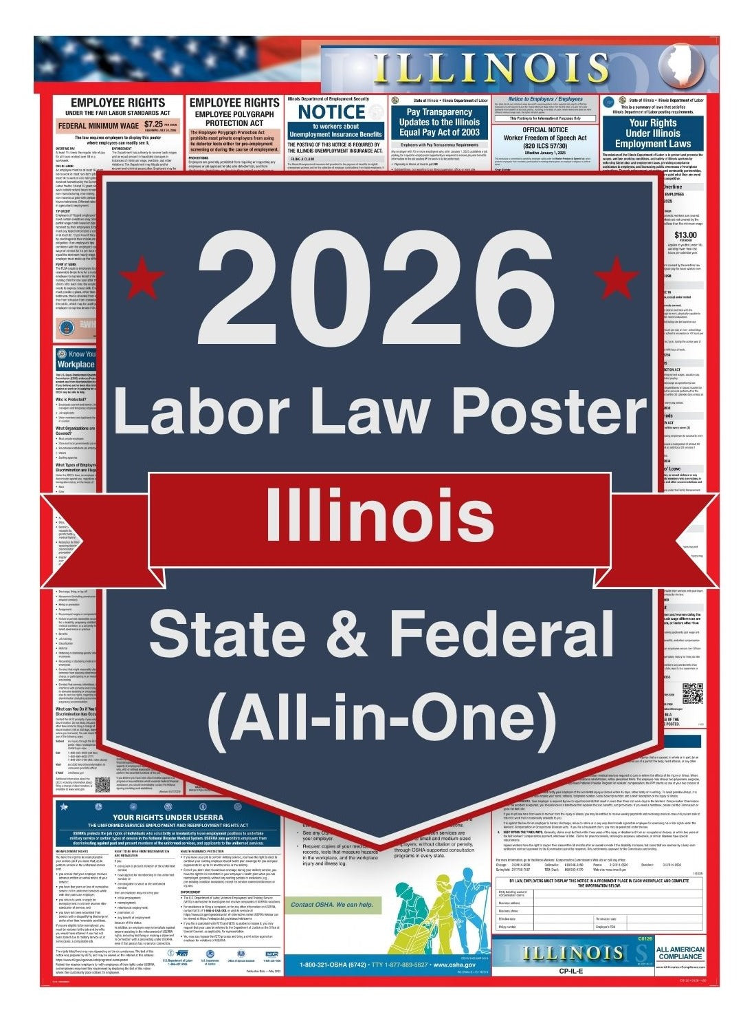 2026 Illinois Labor Law Poster – Federal, State & OSHA Compliance (All-in-One)