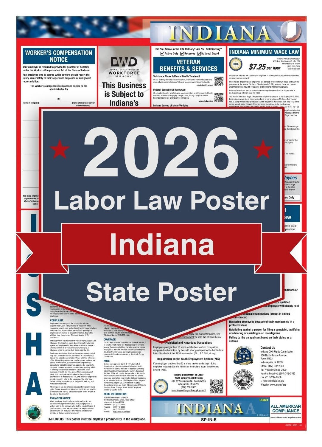 2026 Indiana Labor Law Poster - State Compliance Poster
