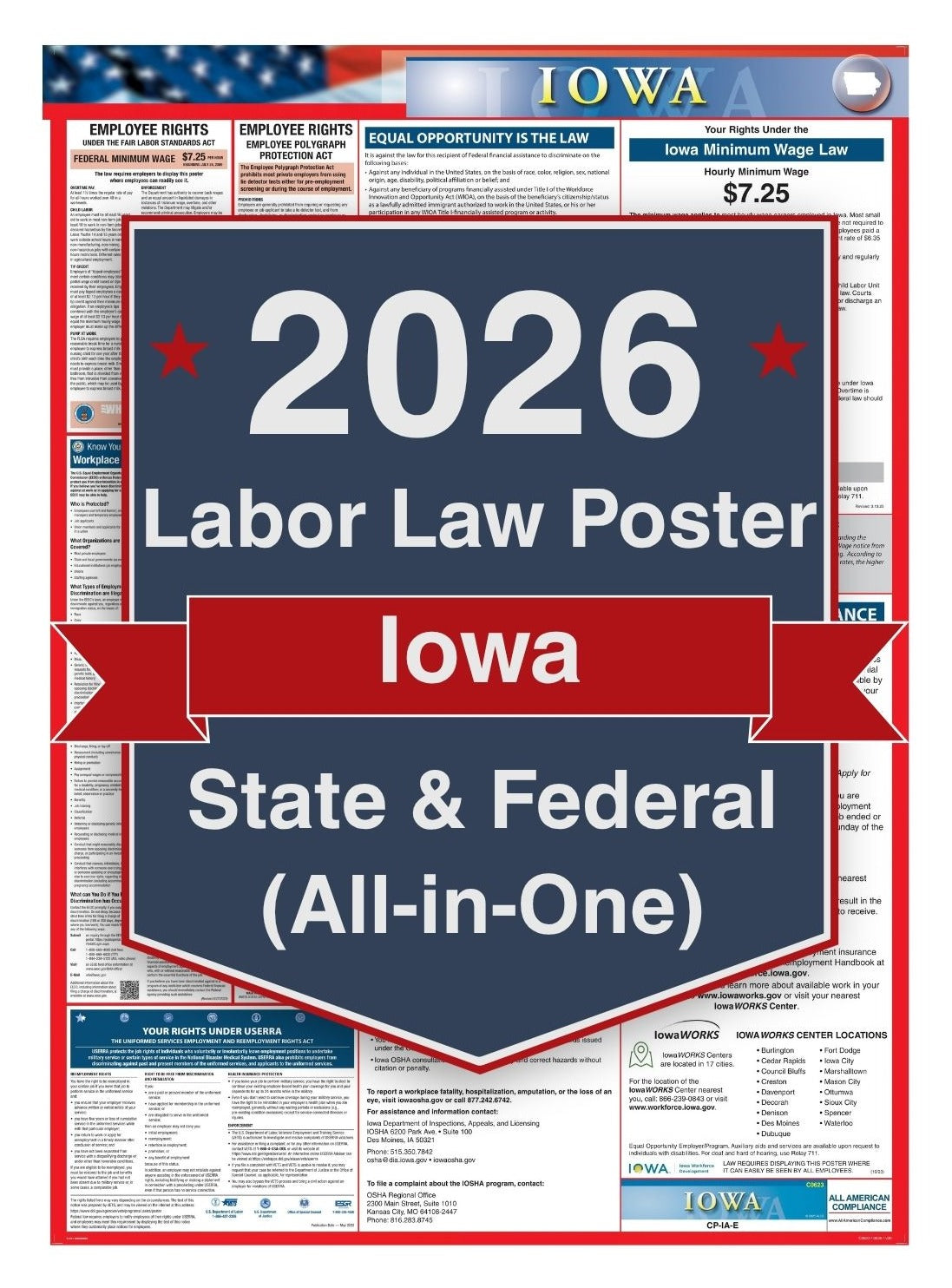 2026 Iowa Labor Law Poster – Federal, State & OSHA Compliance (All-in-One)