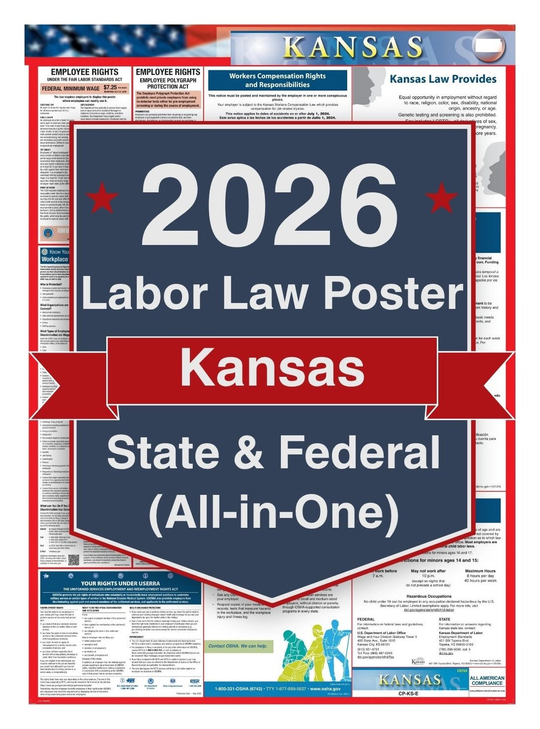 2026 Kansas Labor Law Poster – Federal, State & OSHA Compliance (All-in-One)