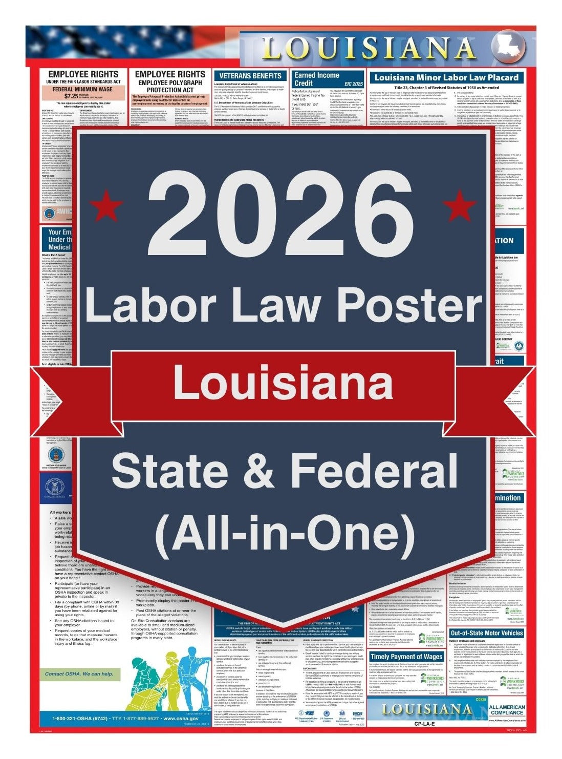 2026 Louisiana Labor Law Poster – Federal, State & OSHA Compliance (All-in-One)