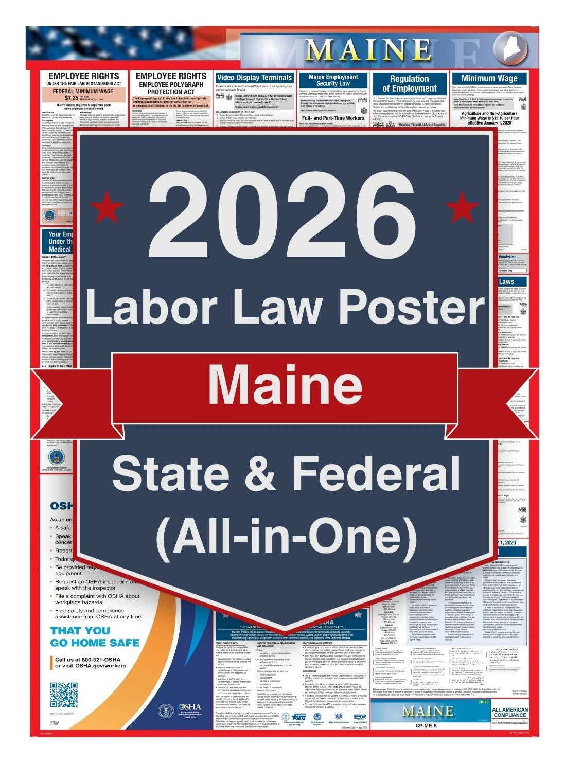 2026 Maine Labor Law Poster – Federal, State & OSHA Compliance (All-in-One)