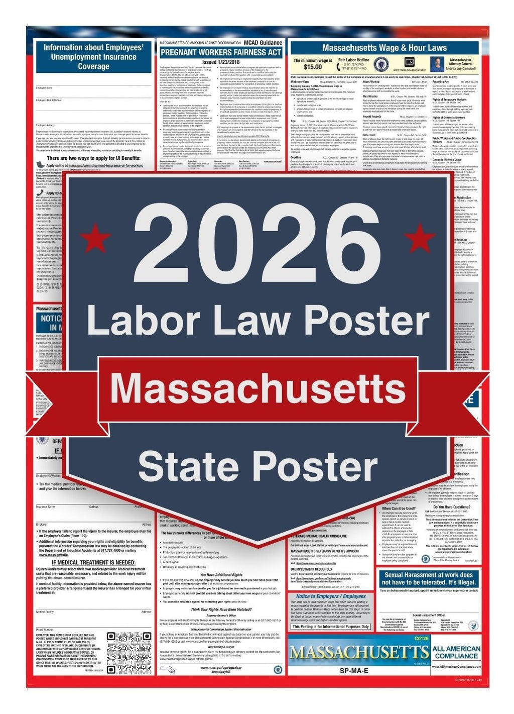 2026 Massachusetts Labor Law Poster - State Compliance Poster