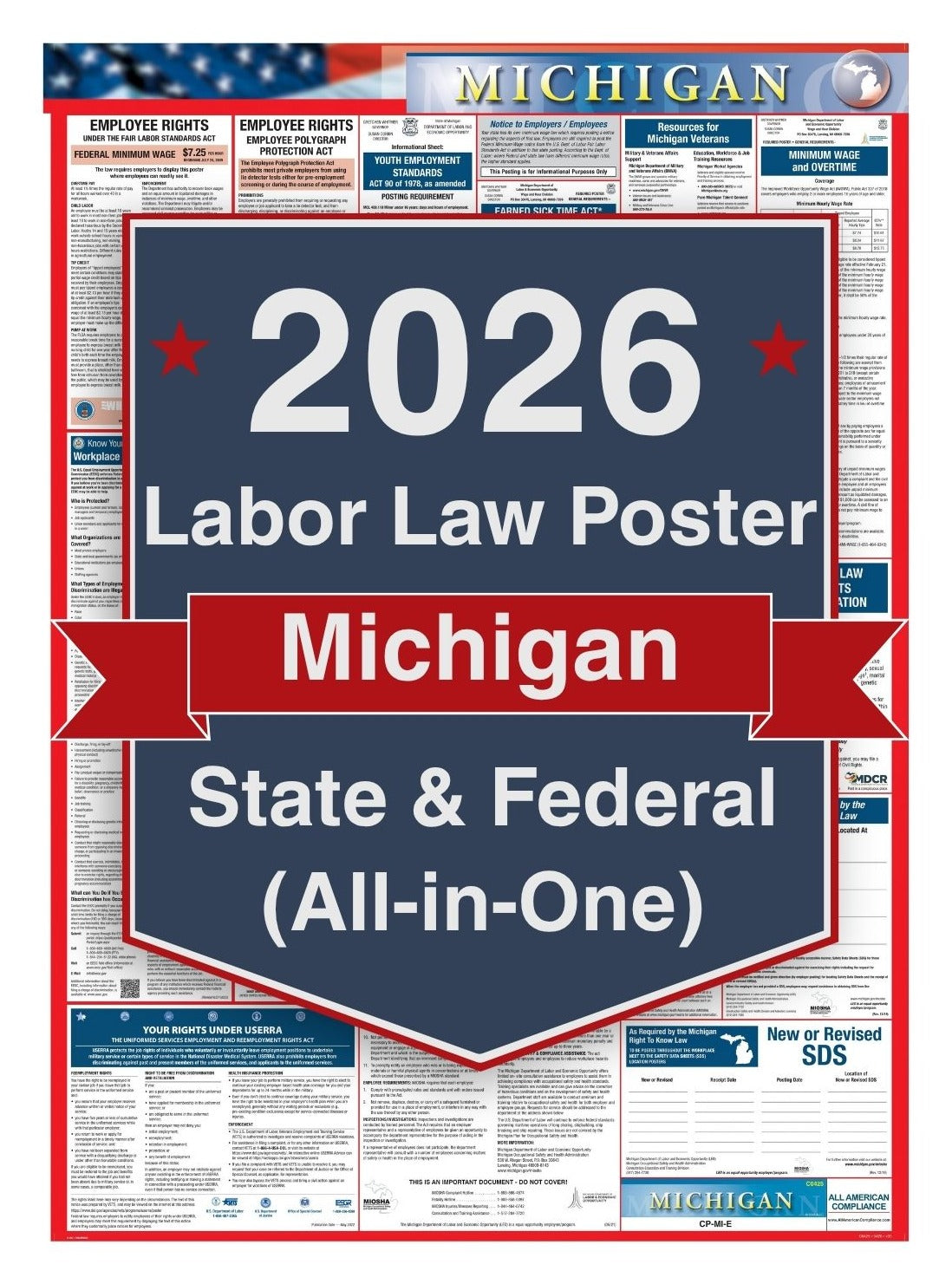 2026 Michigan Labor Law Poster – Federal, State & OSHA Compliance (All-in-One)