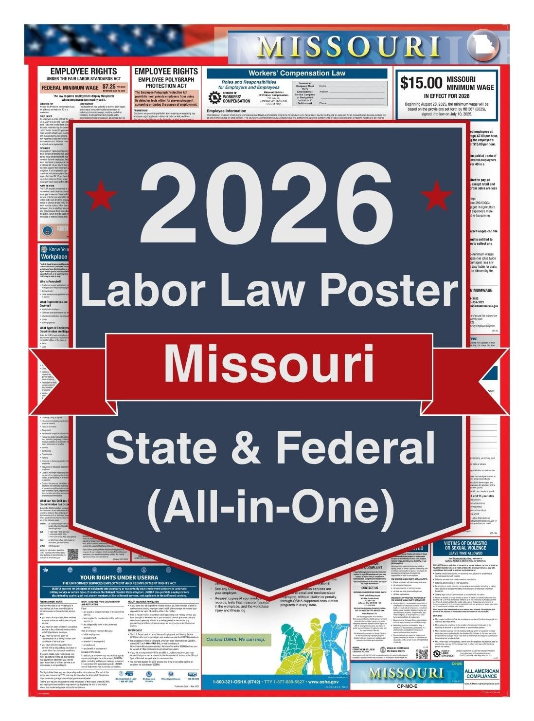 2026 Missouri Labor Law Poster – Federal, State & OSHA Compliance (All-in-One)