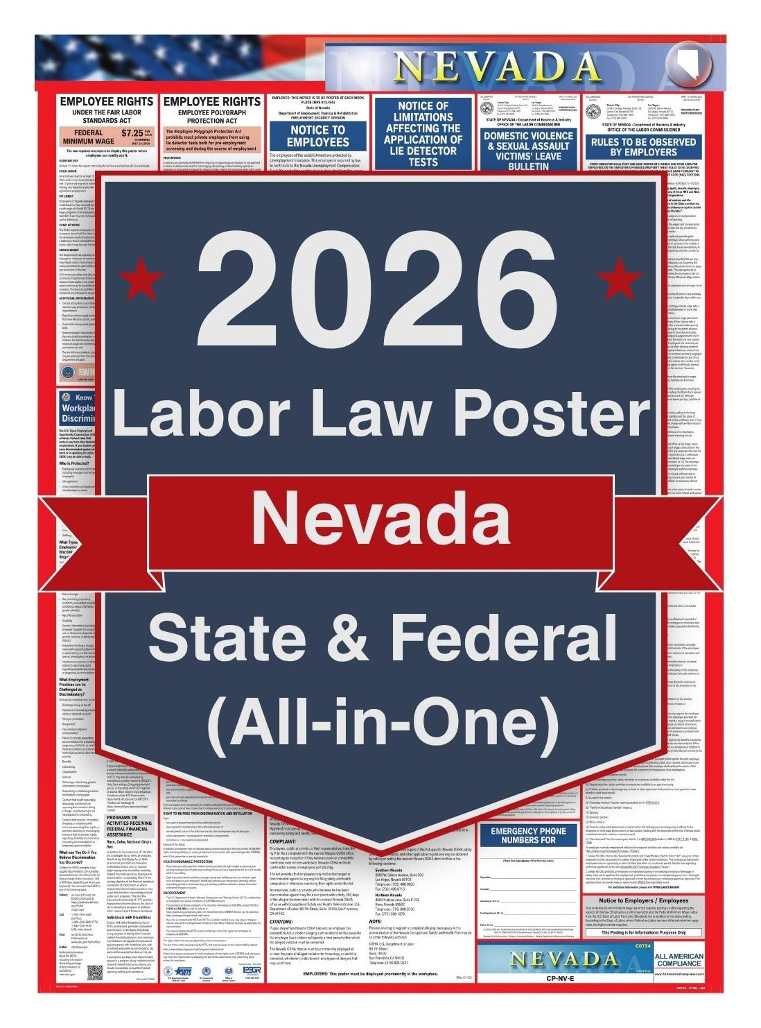 2026 Nevada Labor Law Poster – Federal, State & OSHA Compliance (All-in-One)