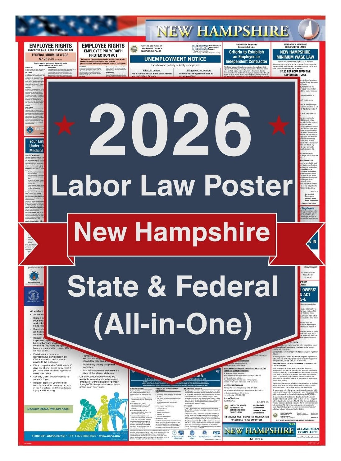 2026 New Hampshire Labor Law Poster – Federal, State & OSHA (All-in-One)