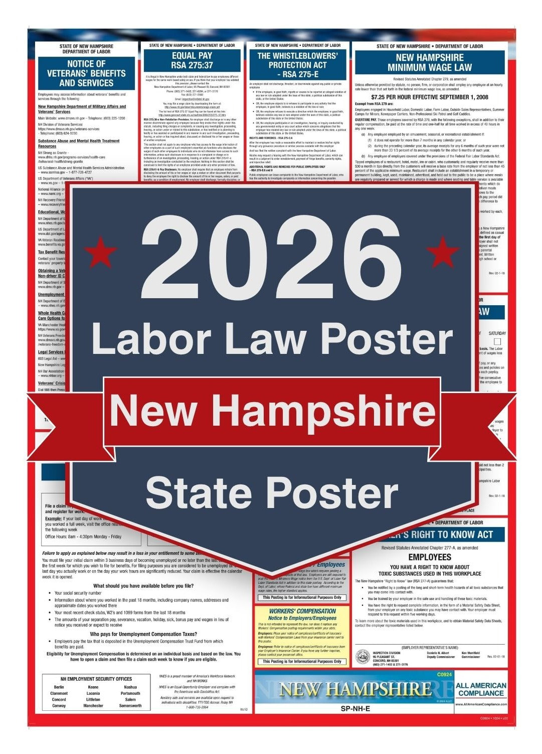 2026 New Hampshire Labor Law Poster - State Compliance Poster