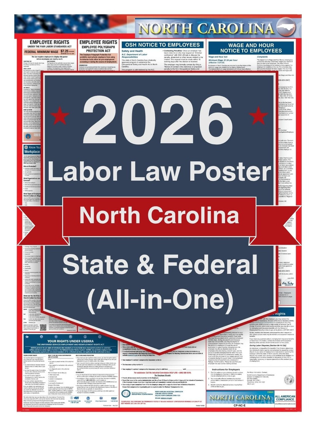 2026 North Carolina Labor Law Poster – Federal, State & OSHA (All-in-One)