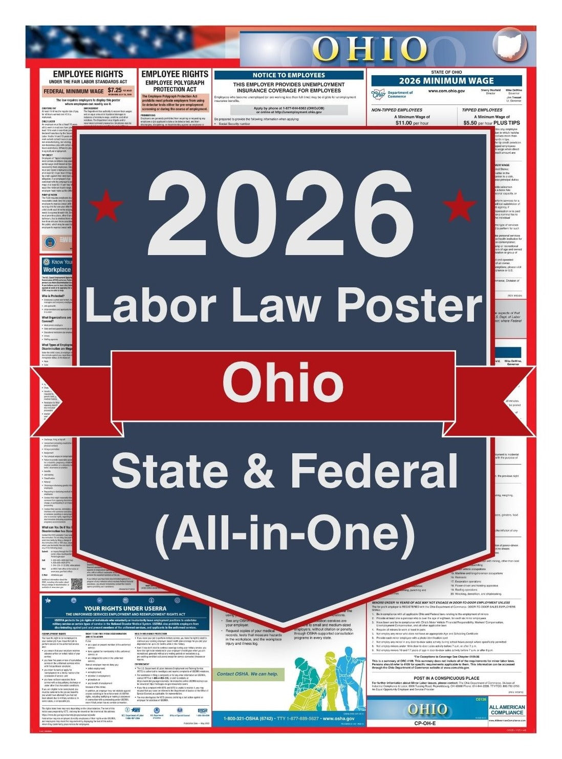 2026 Ohio Labor Law Poster – Federal, State & OSHA Compliance (All-in-One)