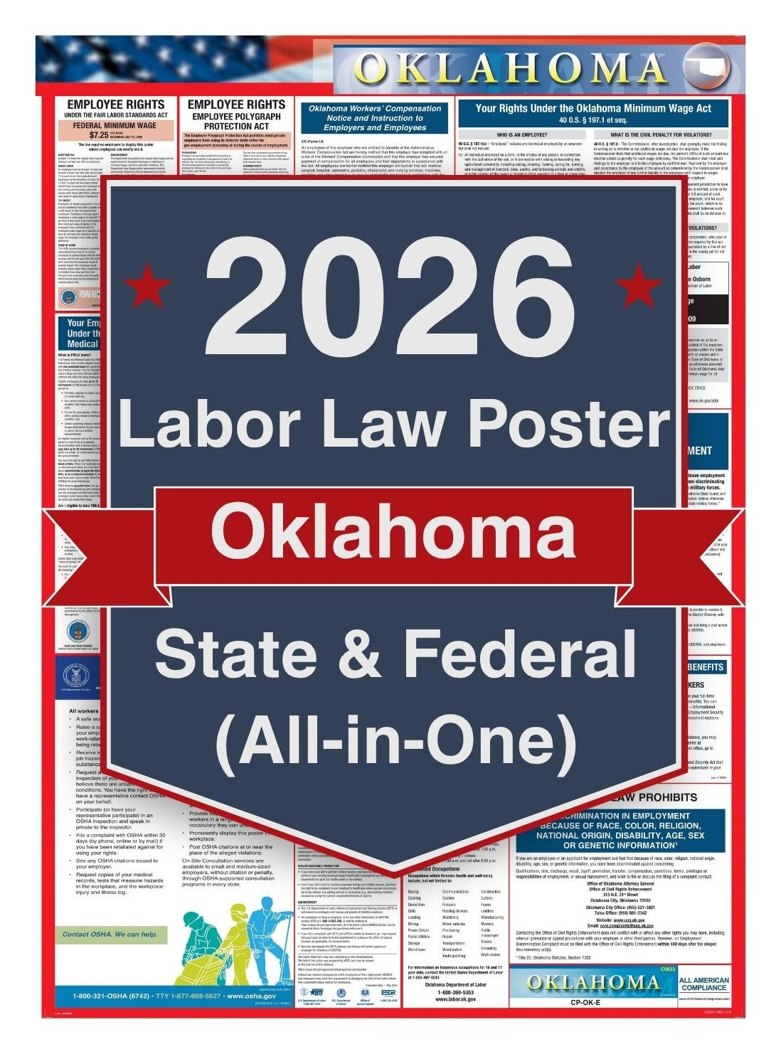 2026 Oklahoma Labor Law Poster – Federal, State & OSHA Compliance (All-in-One)