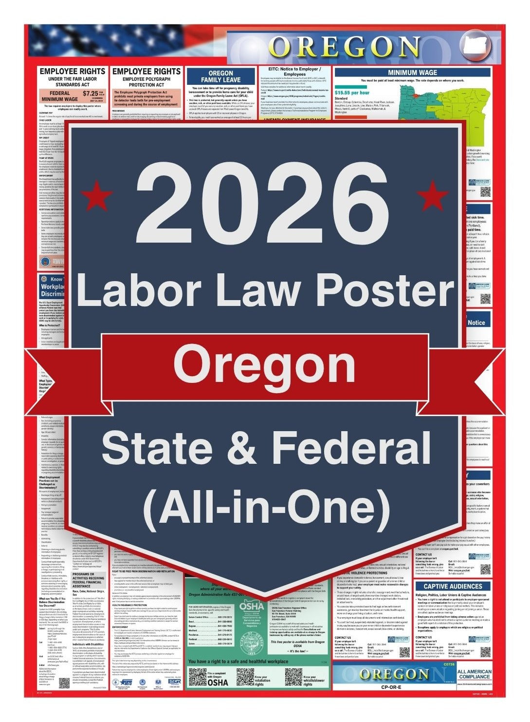 2026 Oregon Labor Law Poster – Federal, State & OSHA Compliance (All-in-One)