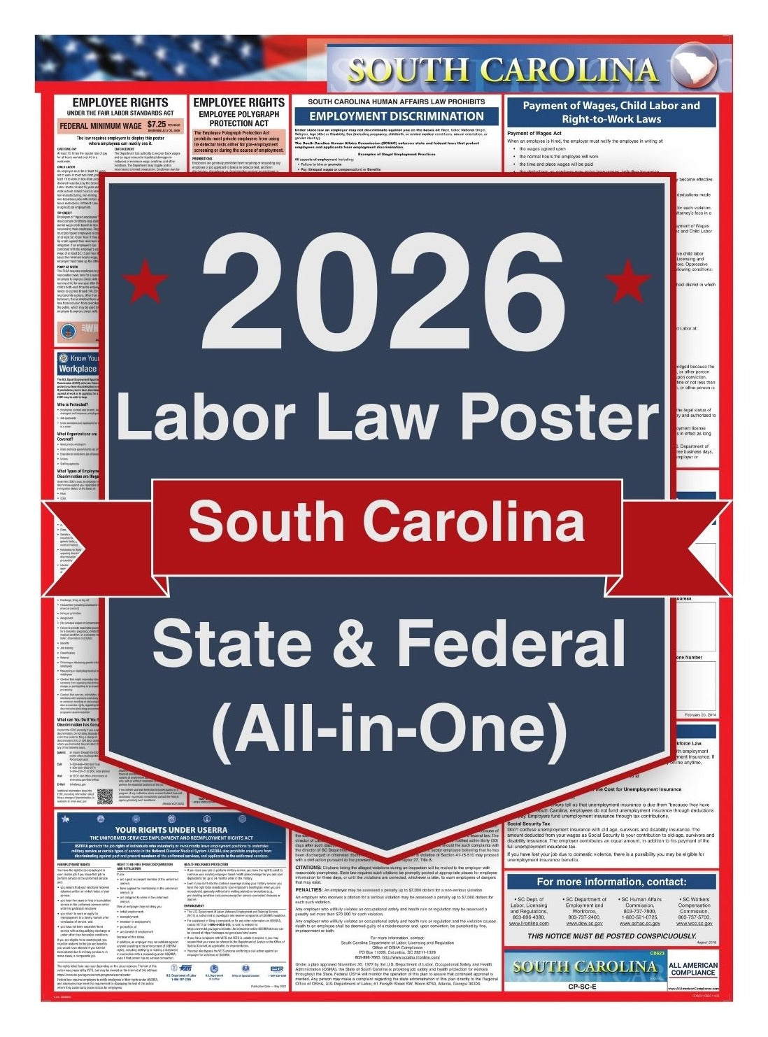 2026 South Carolina Labor Law Poster – Federal, State & OSHA (All-in-One)