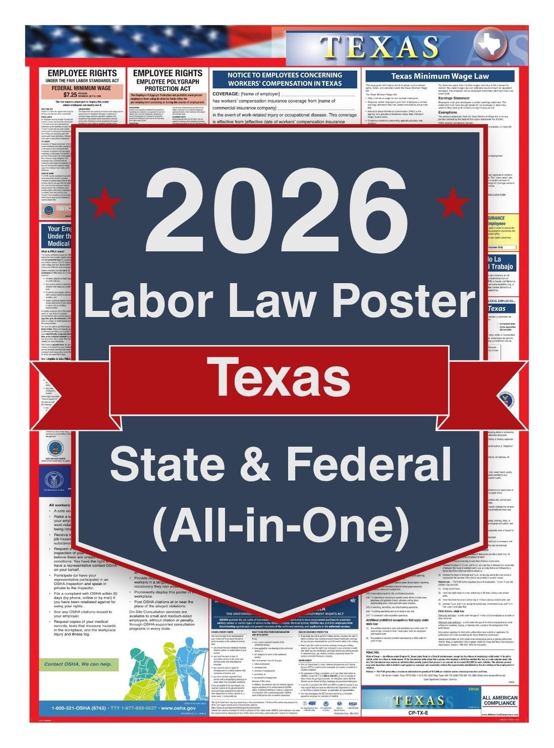 2026 Texas Labor Law Poster – Federal, State & OSHA Compliance (All-in-One)