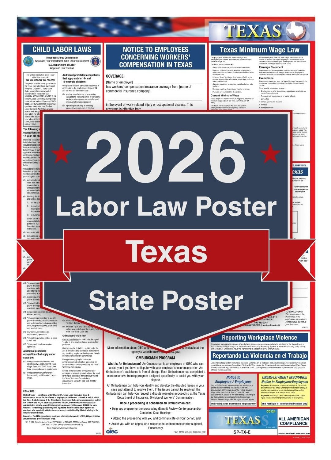 2026 Texas Labor Law Poster - State Compliance Poster