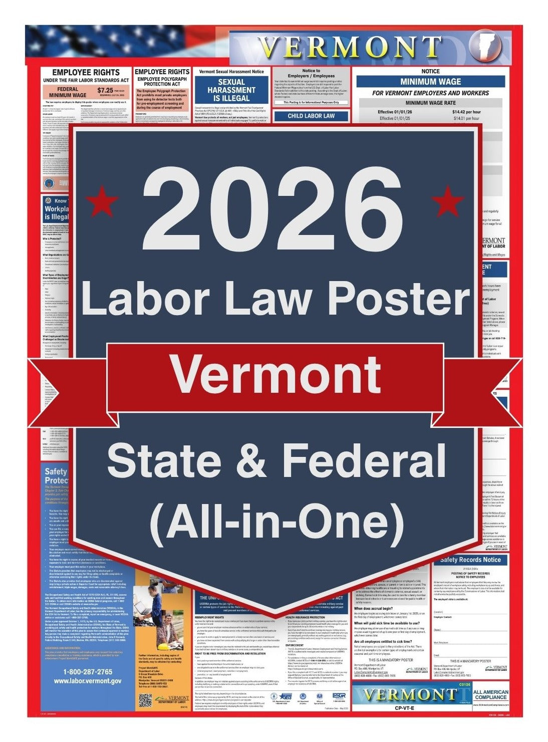 2026 Vermont Labor Law Poster – Federal, State & OSHA Compliance (All-in-One)