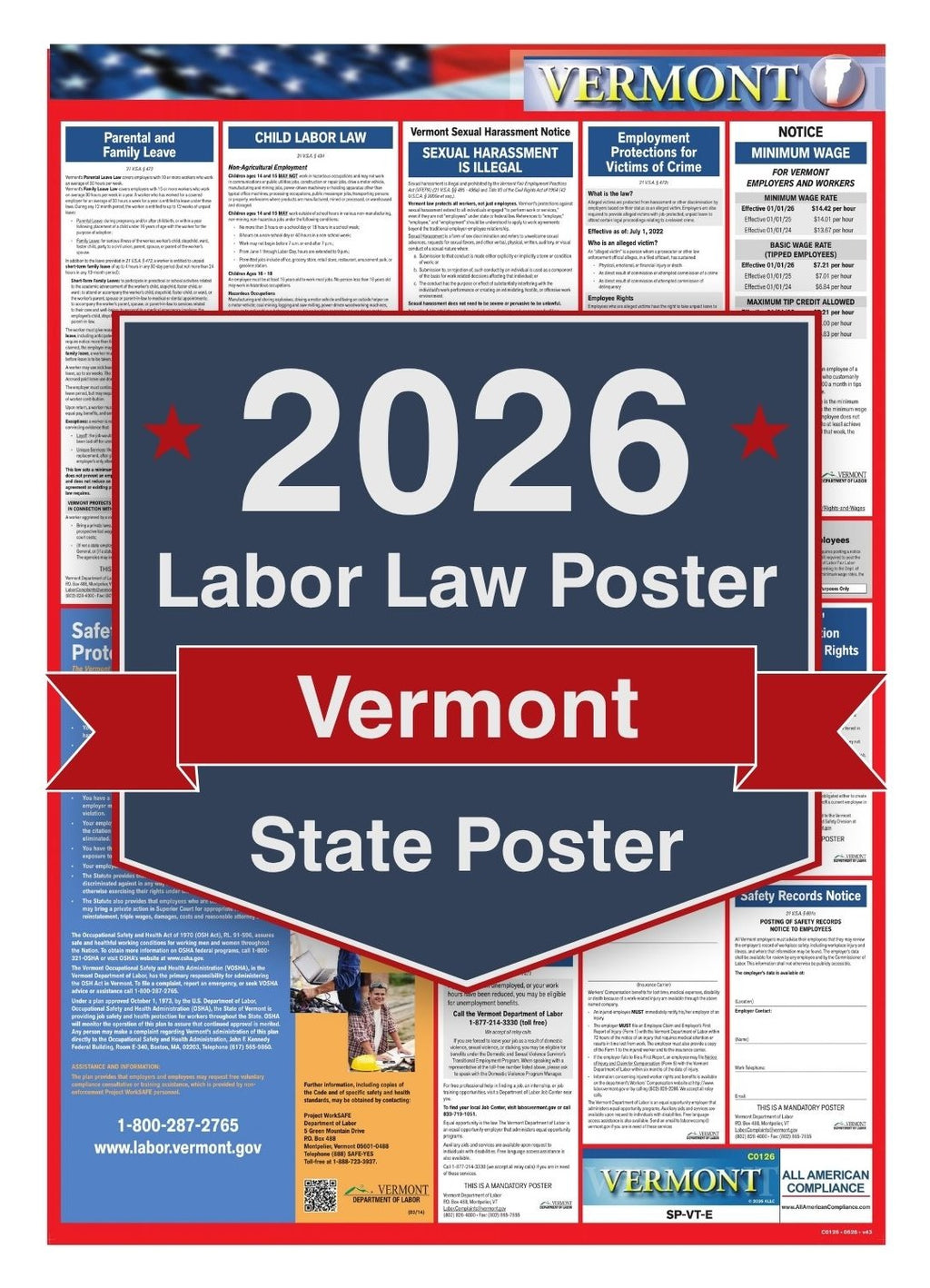 2026 Vermont Labor Law Poster - State Compliance Poster