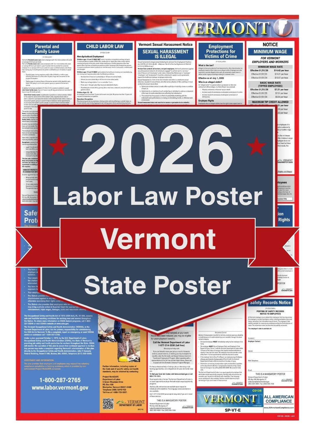 2026 Vermont Labor Law Poster - State Compliance Poster