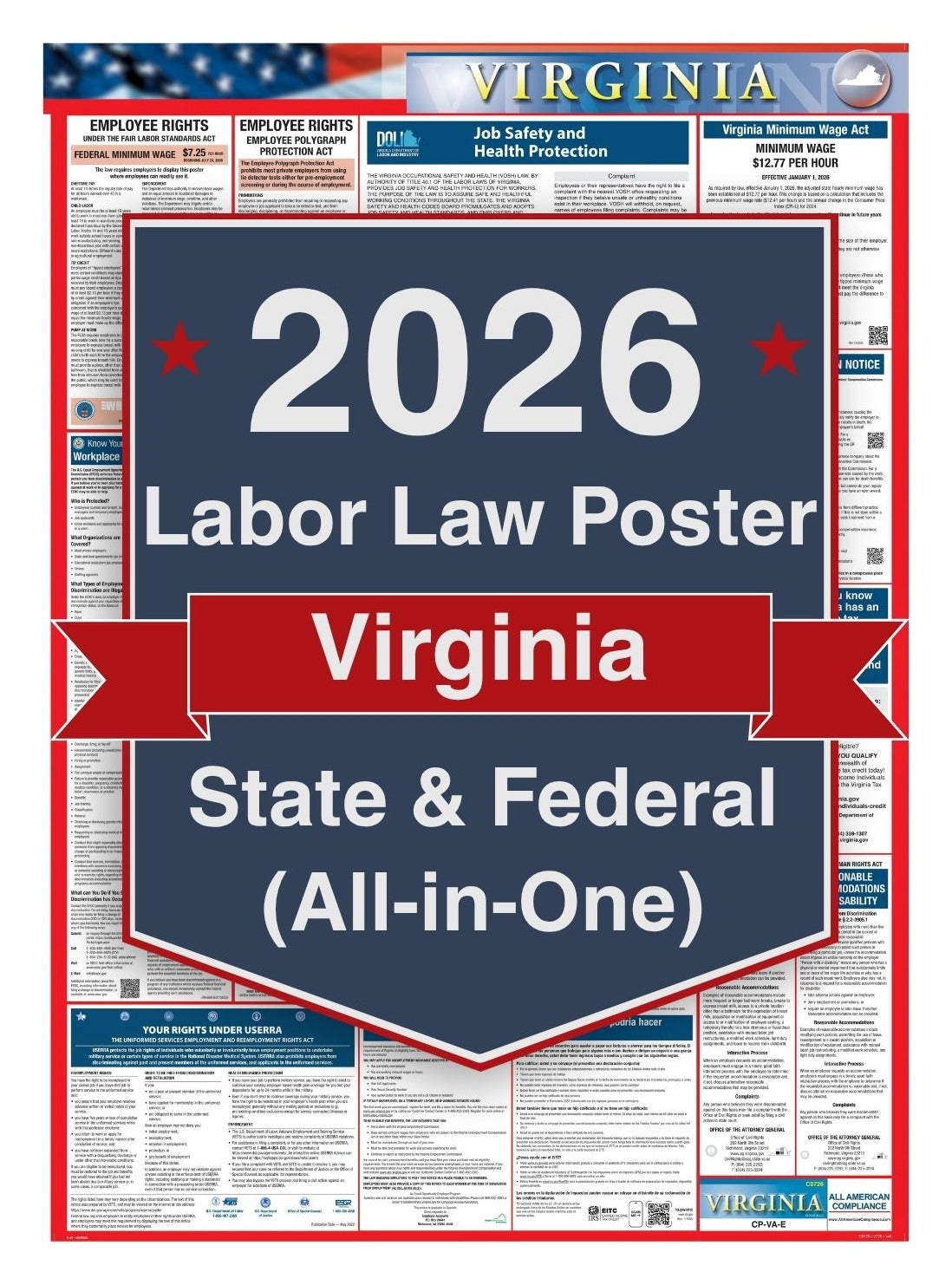 2026 Virginia Labor Law Poster – Federal, State & OSHA Compliance (All-in-One)