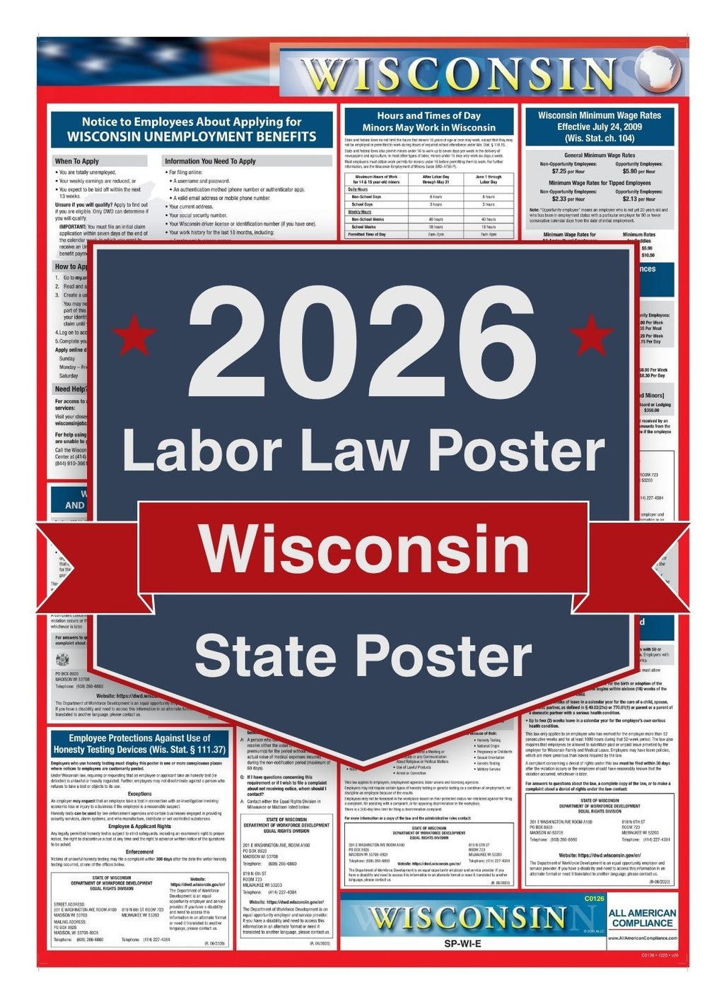 2026 Wisconsin Labor Law Poster - State Compliance Poster