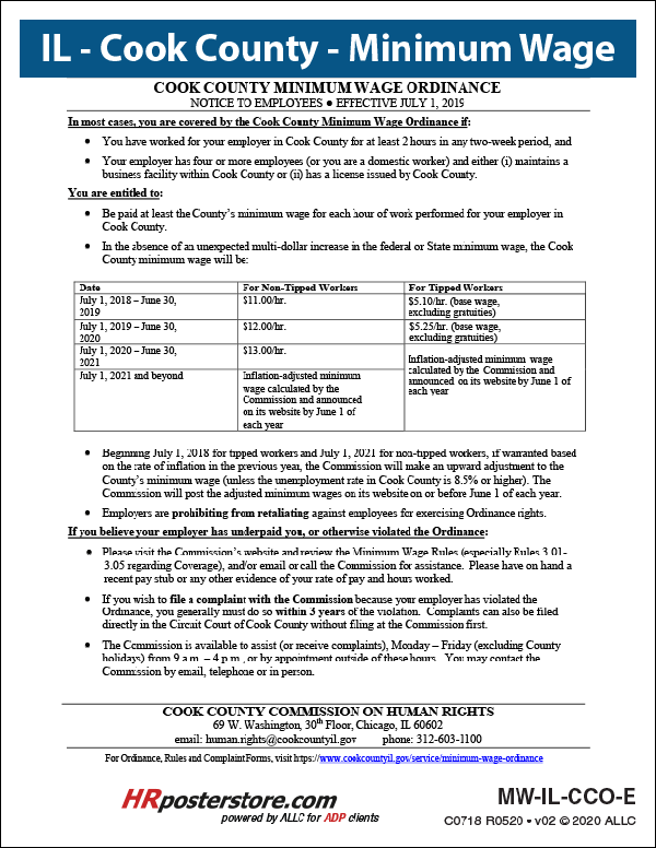 Cook County Minimum Wage Poster image 0