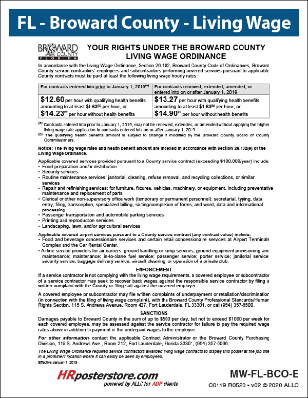 Broward County Minimum Wage Poster image 0
