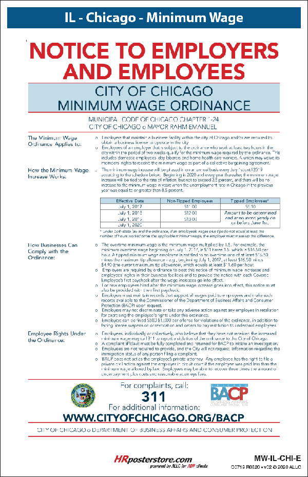 Chicago City Minimum Wage Poster image 0