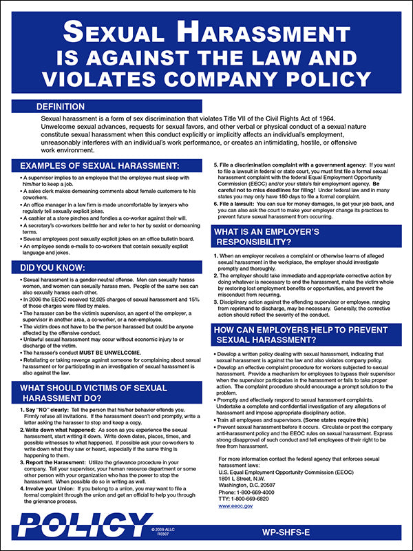 Sexual Harassment Policy Poster image 0