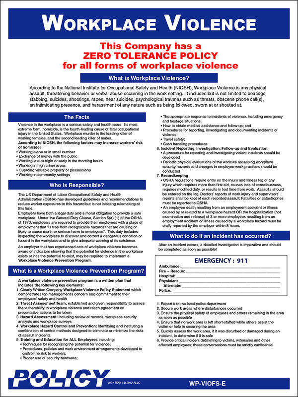 Workplace Violence Policy Poster image 0