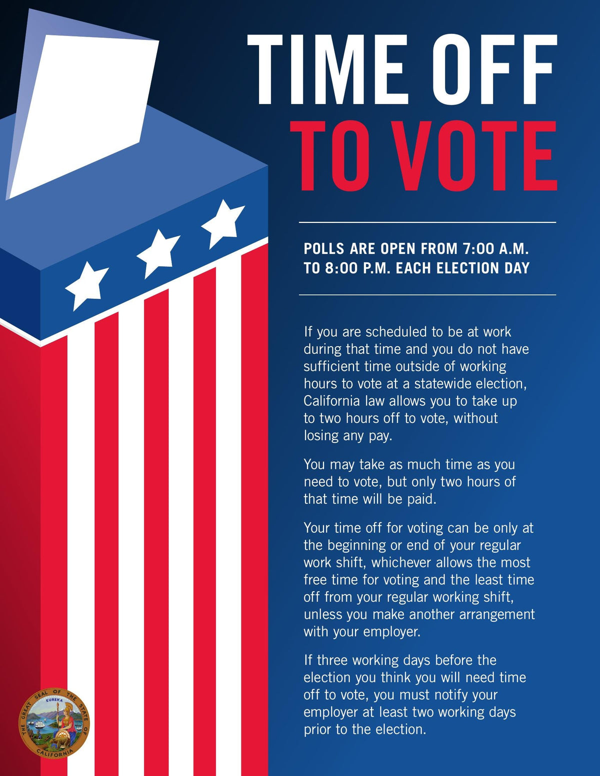 California Time Off to Vote Poster