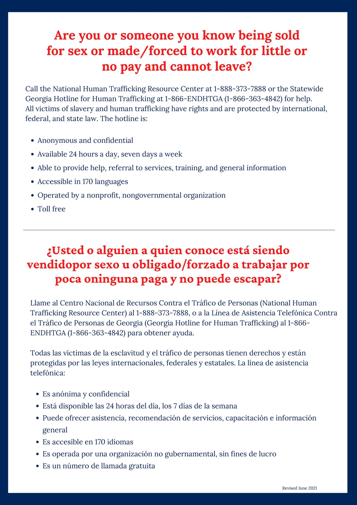 Georgia Human Trafficking Notice