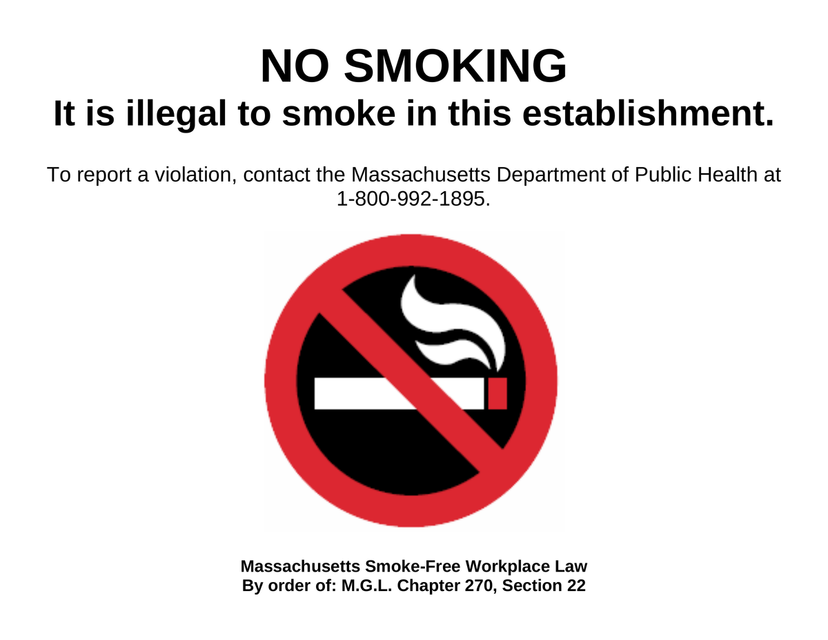 Massachusetts No Smoking Sign
