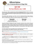 Alameda City Minimum Wage Poster