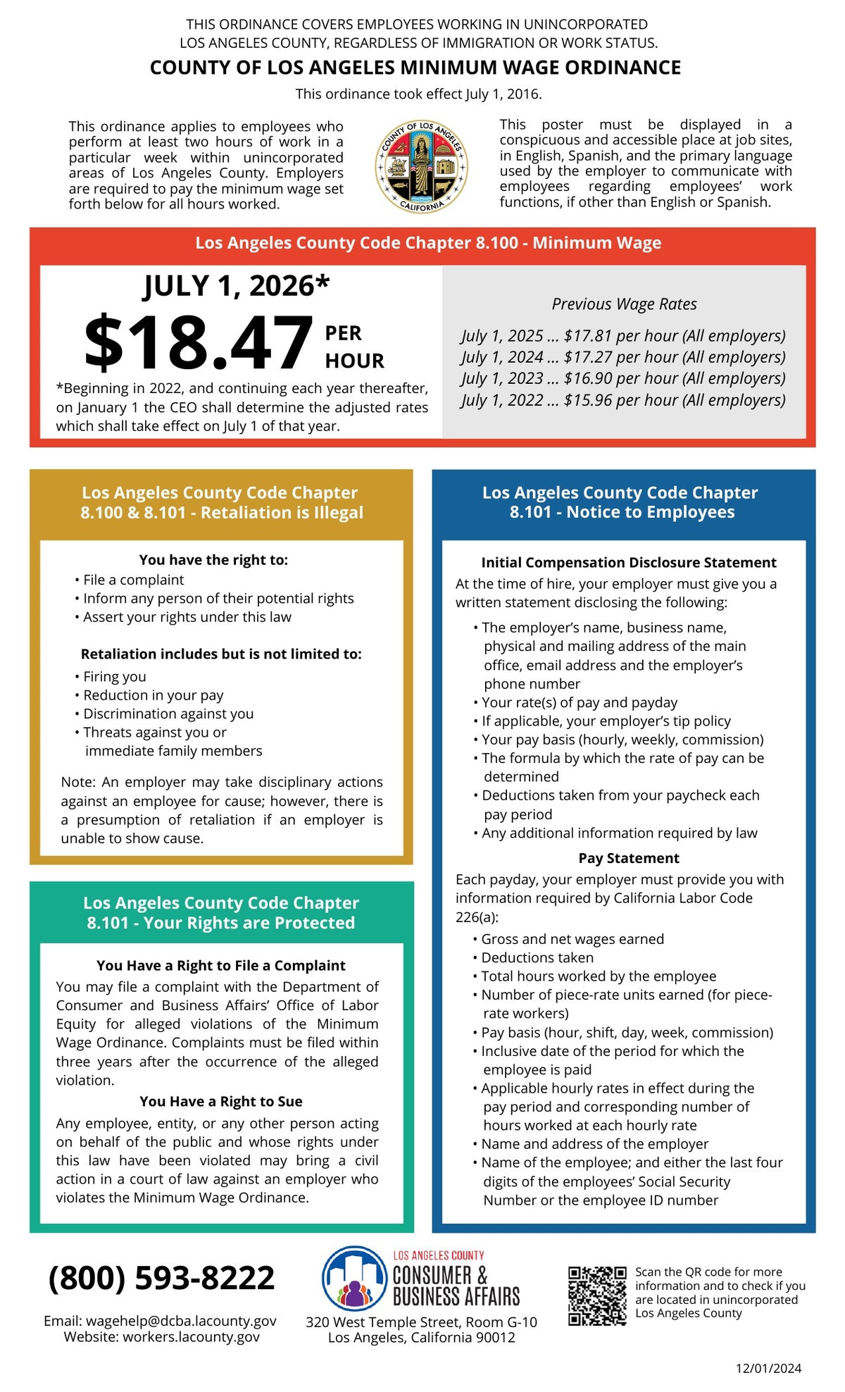 Los Angeles County Minimum Wage Poster