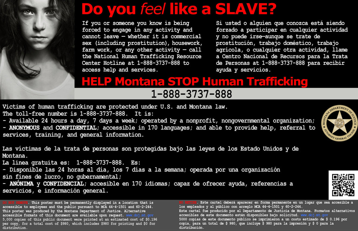 Montana Human Trafficking Poster