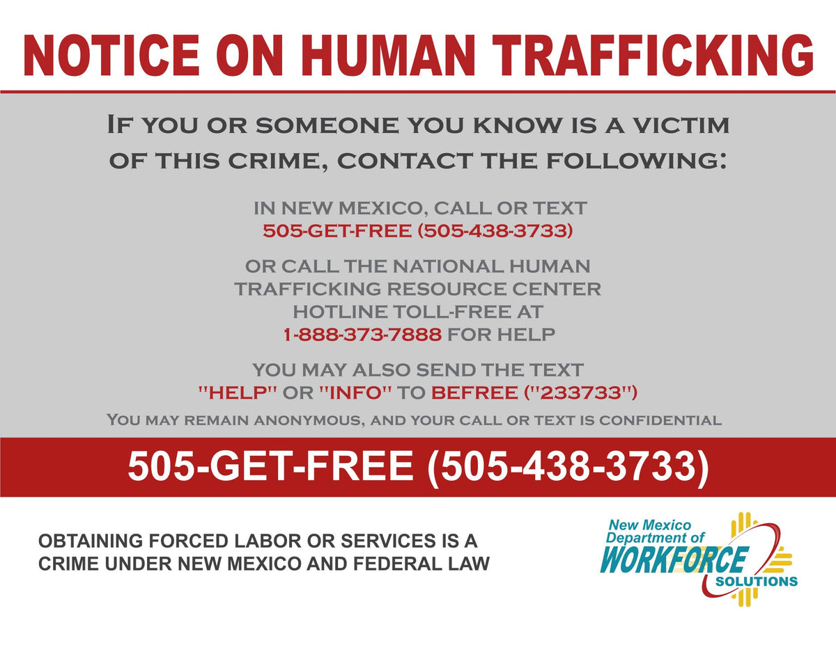 New Mexico Human Trafficking Poster