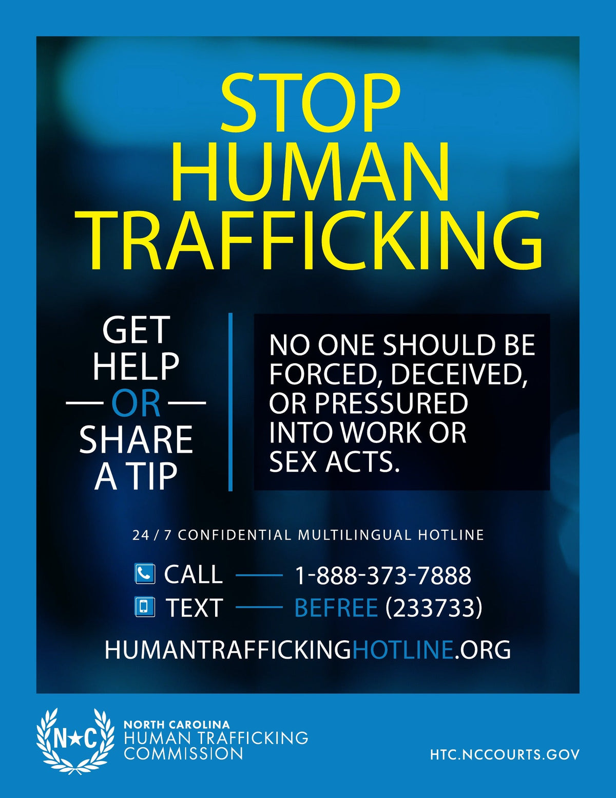 North Carolina Human Trafficking Poster