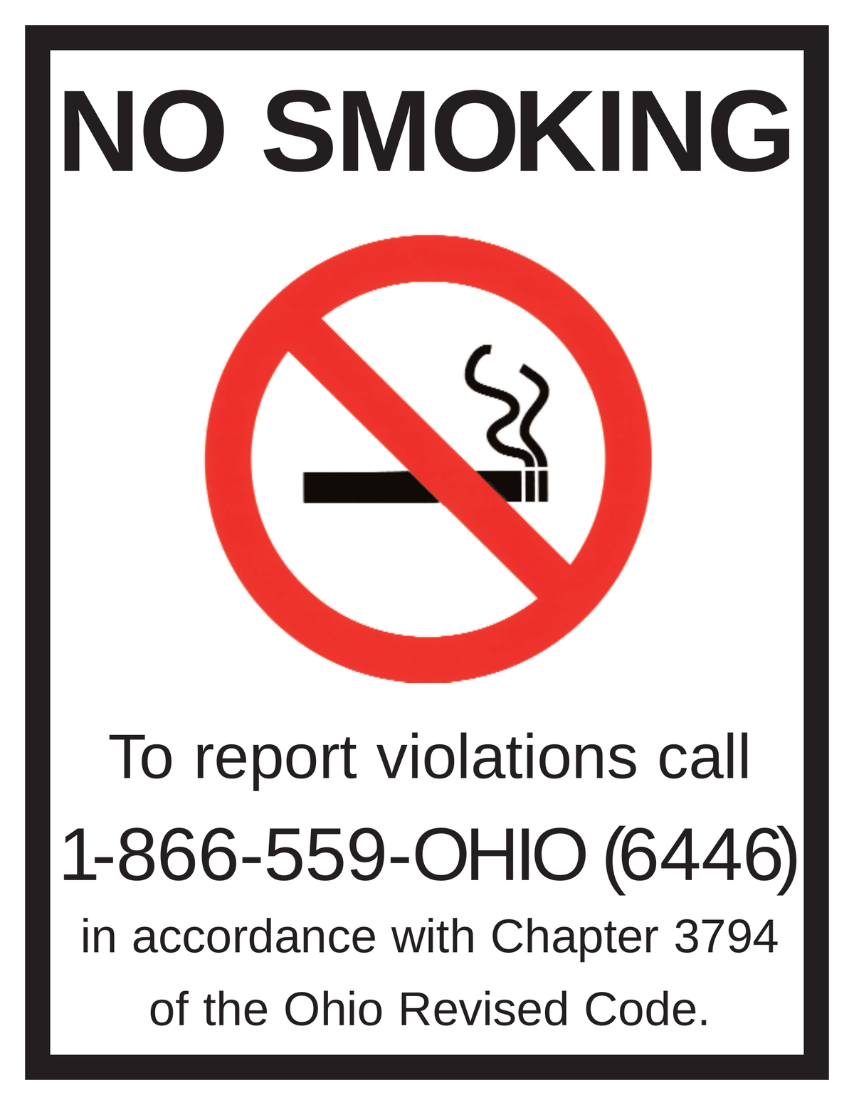 Ohio No Smoking Sign