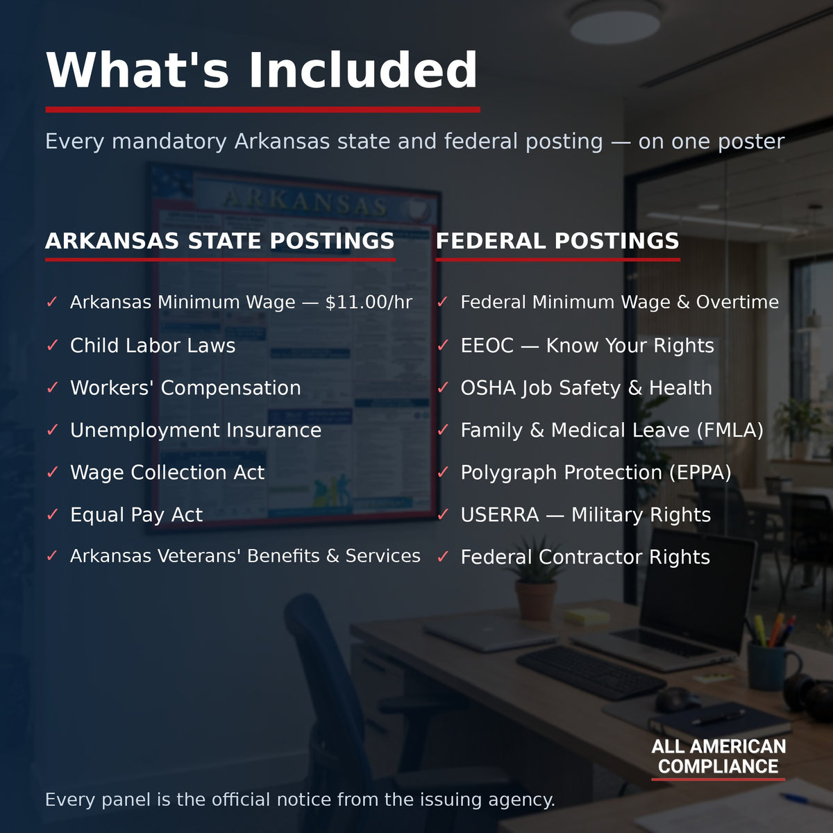 Arkansas labor law poster — what is included.