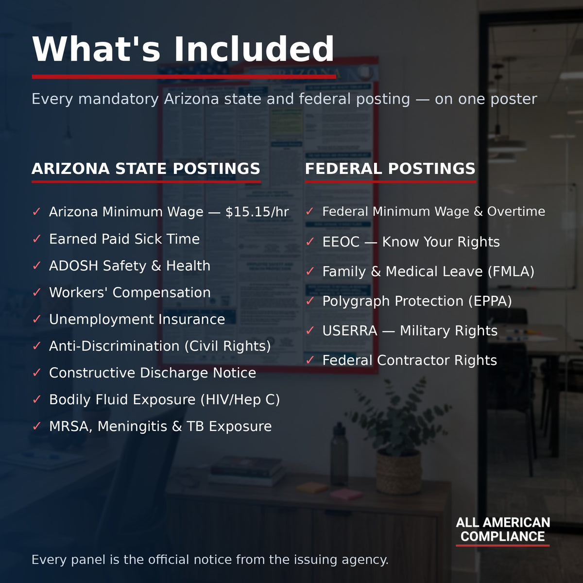 Arizona labor law poster — what is included.