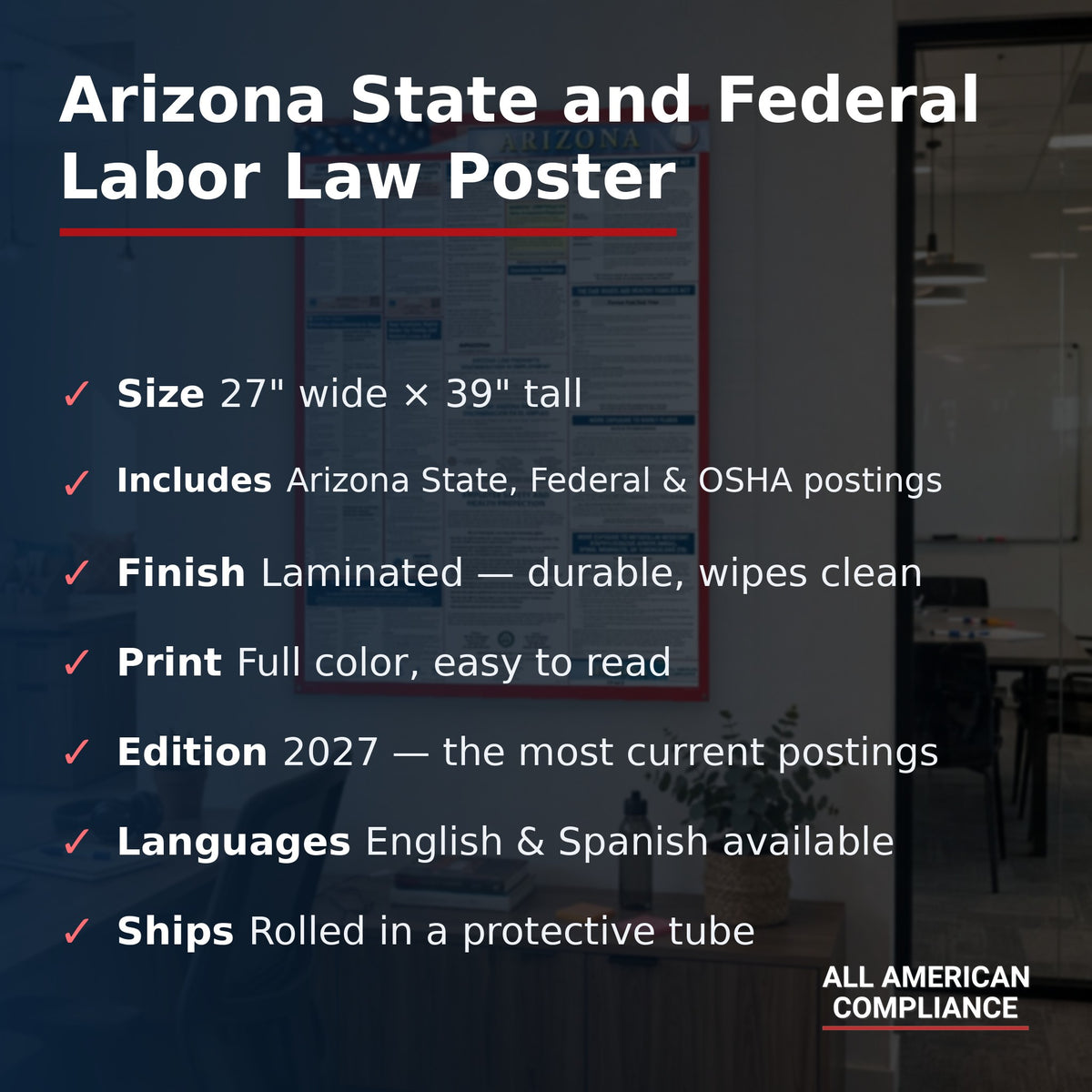Arizona labor law poster specifications.